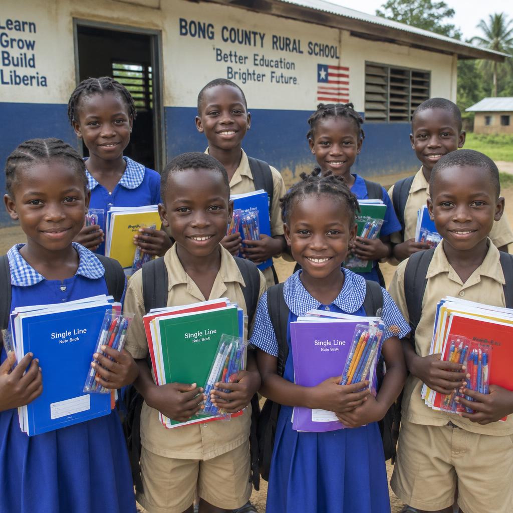 Students with new school supplies